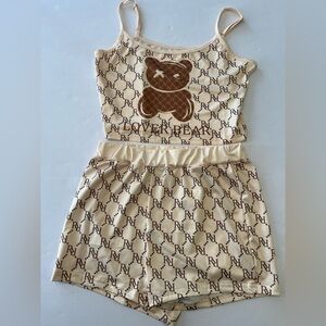 Women’s Loverbear Polyester Tank Top and Shorts Pajama Set New